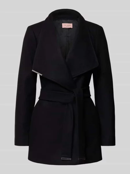 Krótki płaszcz z mieszanki wełny z wiązanym paskiem model ROSESS' Ted Baker czarny