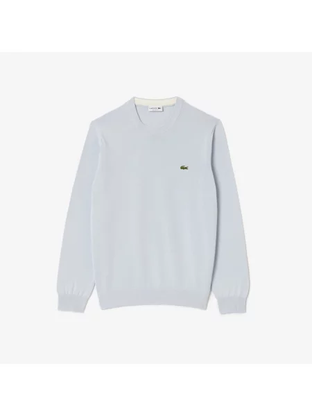Lacoste Sweter Z Okrągłym Dekoltem Z Organicznej Bawełny niebieski