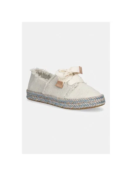 Espadryle Toms sznurowane koronkowe beżowe