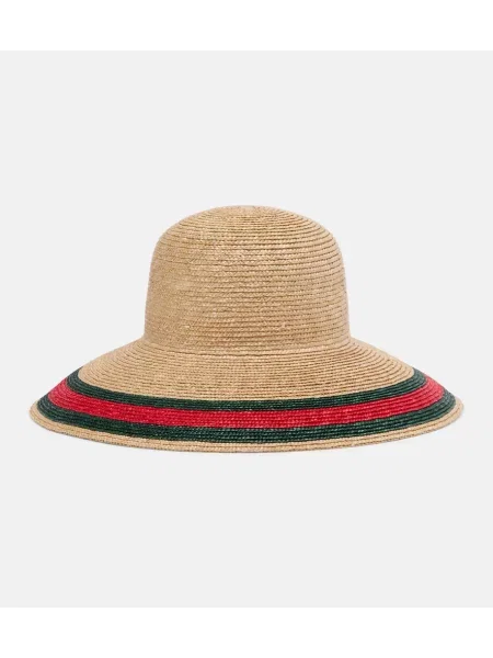 Pălărie de soare Gucci cu dungi bej