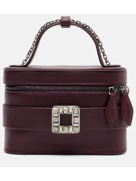 Geanta de piele Roger Vivier din piele bordo