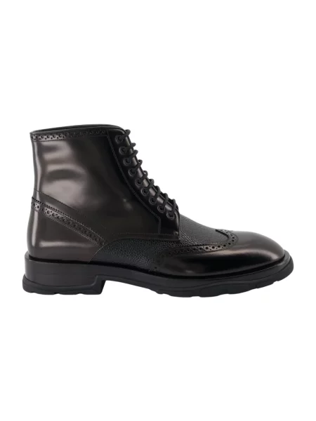 Botki Alexander Mcqueen sznurowane koronkowe czarne