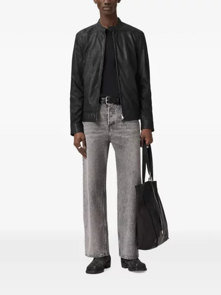 Geanta de piele Allsaints negru