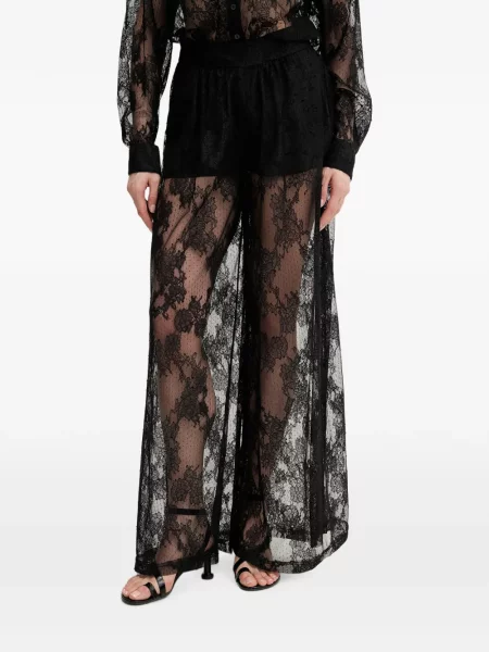 Pantaloni Bardot din dantelă negru