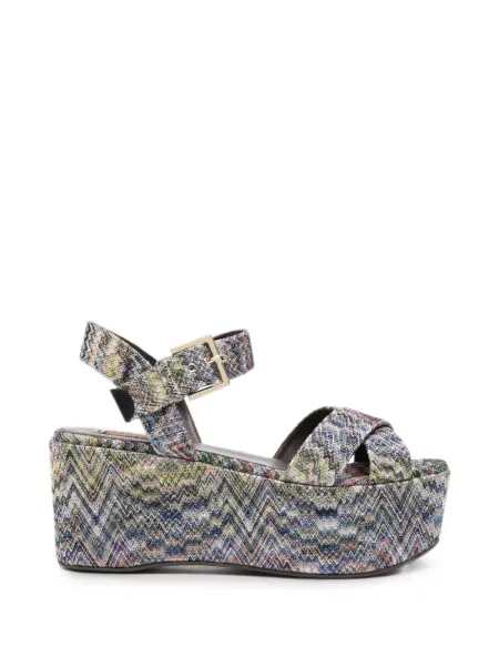 Sandale Missoni tricotate cu platformă albastru