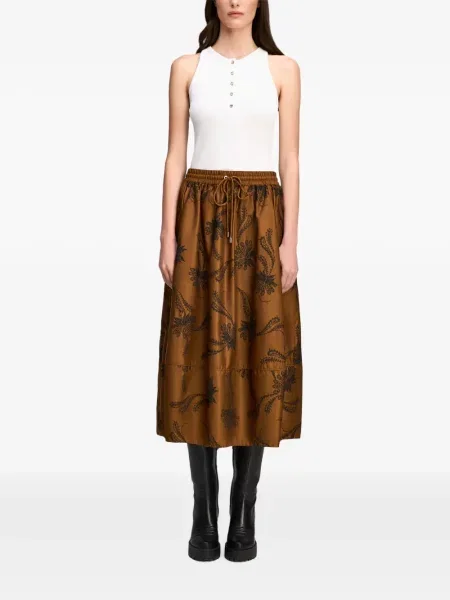 Fustă midi Cinq A Sept cu model paisley maro