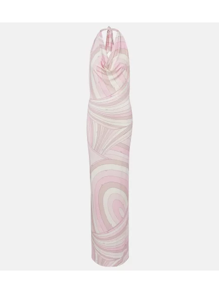 Rochie maxi Pucci din satin cu gât halter roz