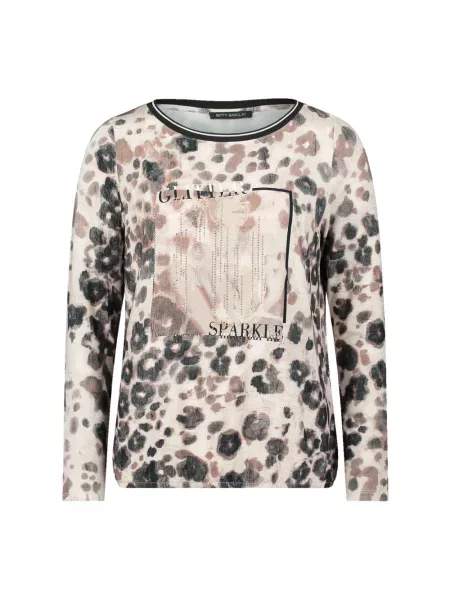 Top Betty Barclay z długim rękawem casual z kamieniami czarny