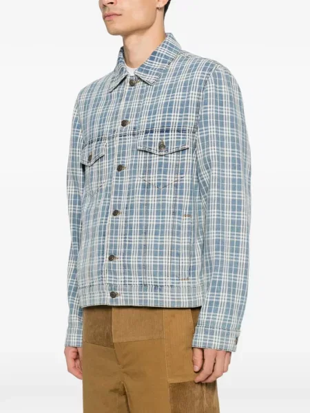 Карирано дънково яке Burberry с принт синьо