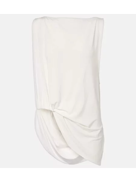 Top Jacquemus din jerseu drapat alb
