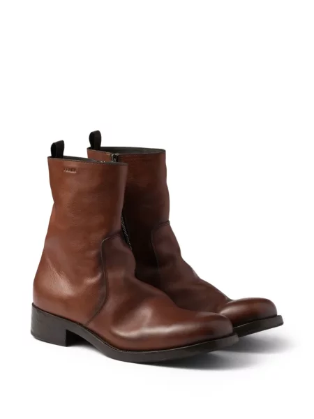 Botine Prada din piele maro