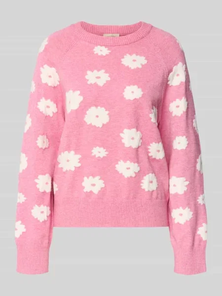 Sweter z dzianiny z prążkowanymi wykończeniami model ‘Alpie’ Free/quent