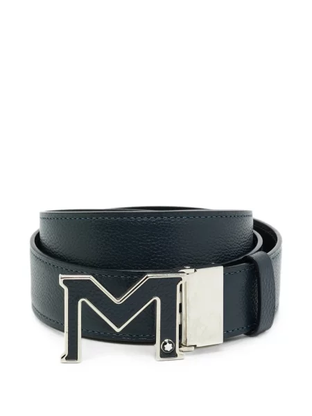 Cu centură reversibil curea Montblanc din piele albastru