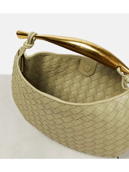 Geanta de piele Bottega Veneta Handle din piele bej