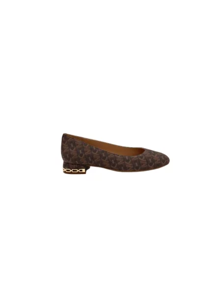 Balerinki Michael Kors bez obcasa z logo brązowe