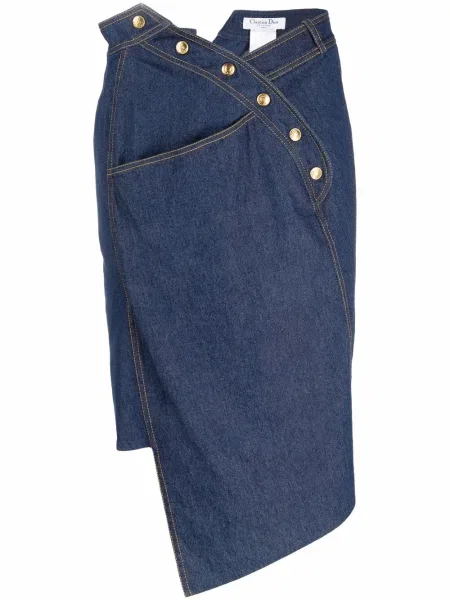 Asymetrické džínová sukně Christian Dior Pre-owned modré