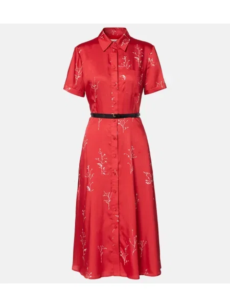Rochie midi Altuzarra de mătase cu imagine până la genunchi roșu