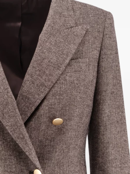 Sacou Tagliatore cu model herringbone cu două rânduri de nasturi maro