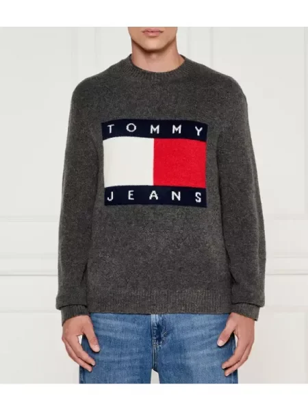 Tommy Jeans Pulover cu adaos de lână gri