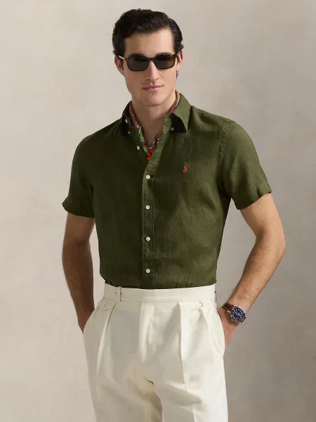 Polo Ralph Lauren Košeľa Kaki Custom Fit oranžová