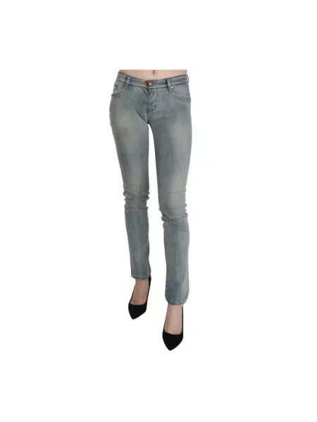 Skinny talia jeansy skinny Plein Sud niebieskie