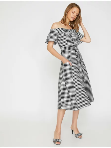 Rochie midi Koton cu mâneci scurte negru