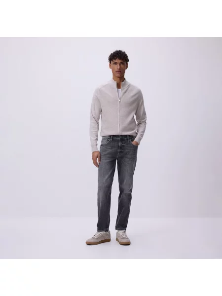 Reserved Džíny slim se sepraným efektem šedá