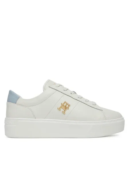 Кожени маратонки Tommy Hilfiger PLATFORM COURT SNEAKER бяло