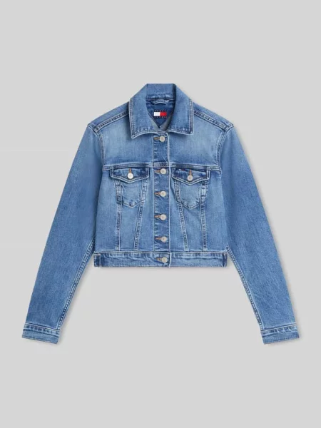 Kurtka jeansowa o krótkim kroju z mieszanki bawełny Tommy Jeans niebieska