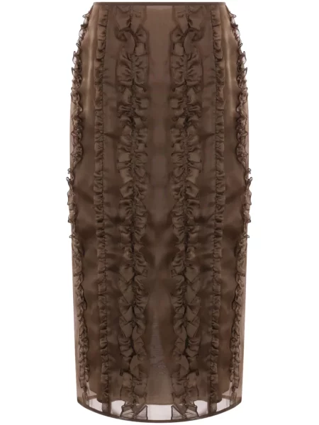 Fustă midi Cecilie Bahnsen până la genunchi maro