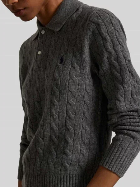 Bluzka z długim rękawem o kroju slim fit z mieszanki wełny z domieszką kaszmiru Polo Ralph Lauren