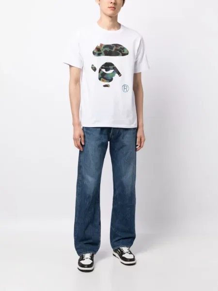 Tričko A Bathing Ape® s potiskem bílé