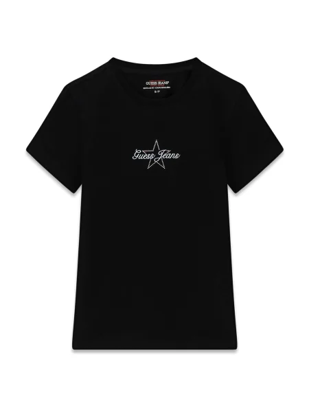GUESS JEANS Tricou albastru deschis negru