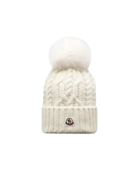 Czapka Moncler wełniana biała