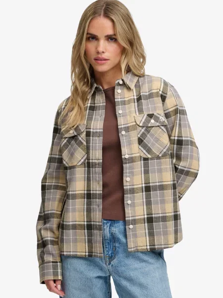 Superdry & Co Blúzka svetlohnedá / sivá / olivová biela