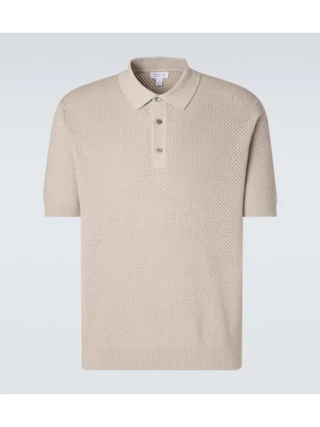 Pletena polo majica Sunspel bež