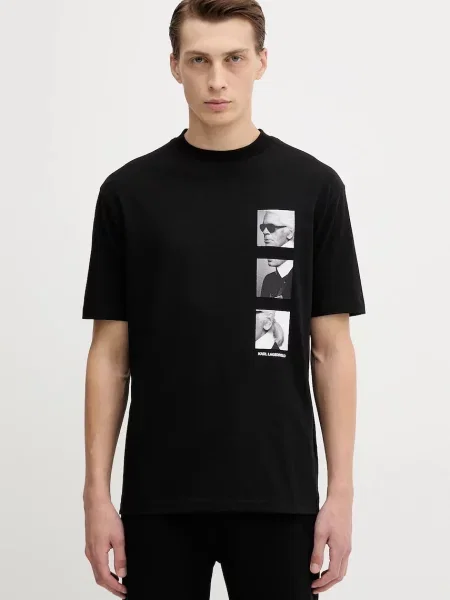 Karl Lagerfeld tricou din cu imprimeu negru