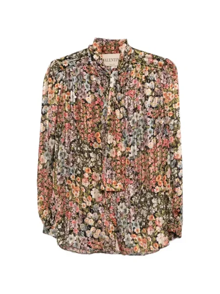 Cămașă Valentino Garavani cu funde cu model floral negru