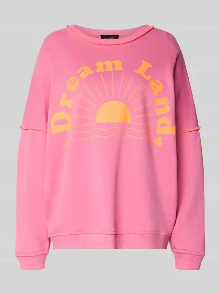 Bluza o kroju oversized z prążkowanymi wykończeniami Miss Goodlife różowa