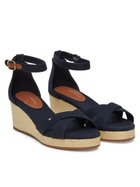 Tommy Hilfiger Sandály Flag Criss-Cros Mid Wedge Espad Tmavomodrá