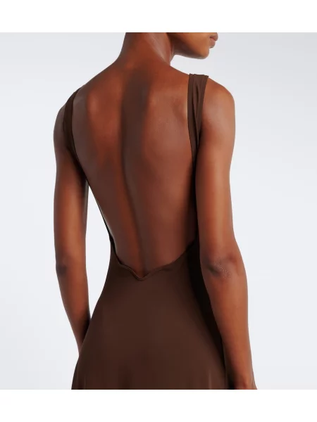 Rochie midi Eres din jerseu maro