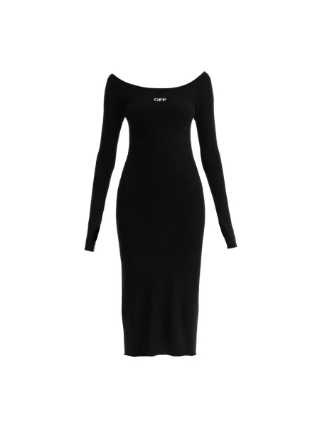 Lniana sukienka midi Off-white biała