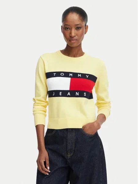 Tommy Jeans Megztinis Flag Šviesiai geltona