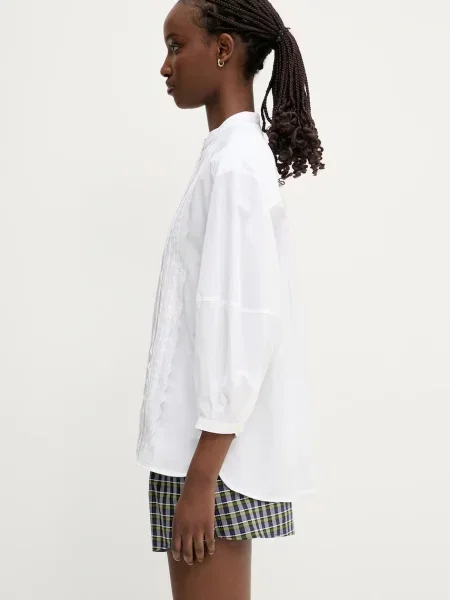 Πουκάμισο Maison Kitsuné Crafted Embroidery άσπρο λευκό