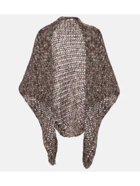 Poncho Brunello Cucinelli de mohair maro