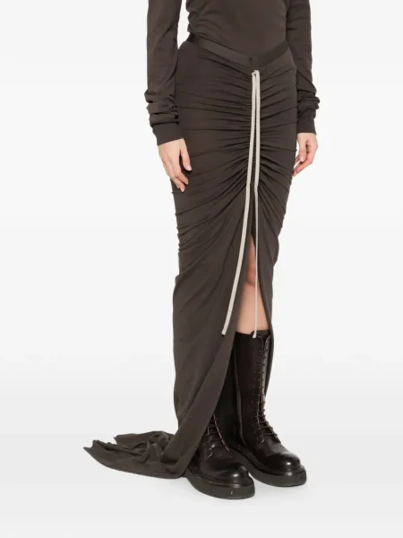 Fusta maxi Moncler + Rick Owens cu crăpătură maro