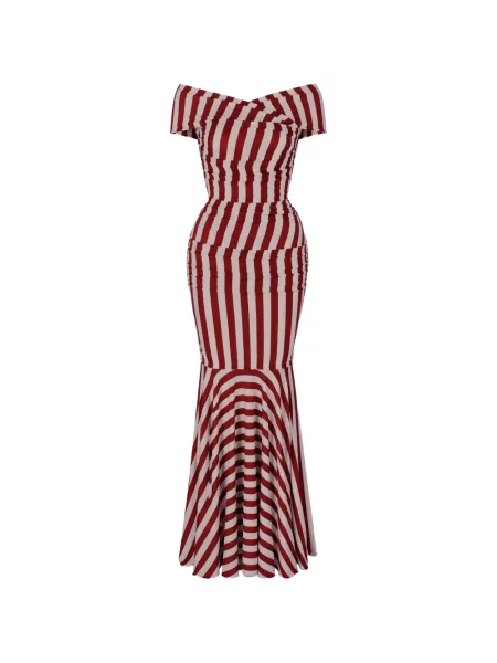 Rochie maxi Dolce & Gabbana cu dungi cu volane roșu