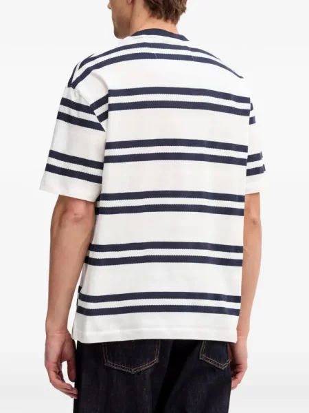 Tricou Guess cu dungi cu autograf alb