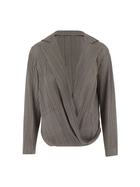 Bluzka Giorgio Armani z dżerseju plisowana brązowa