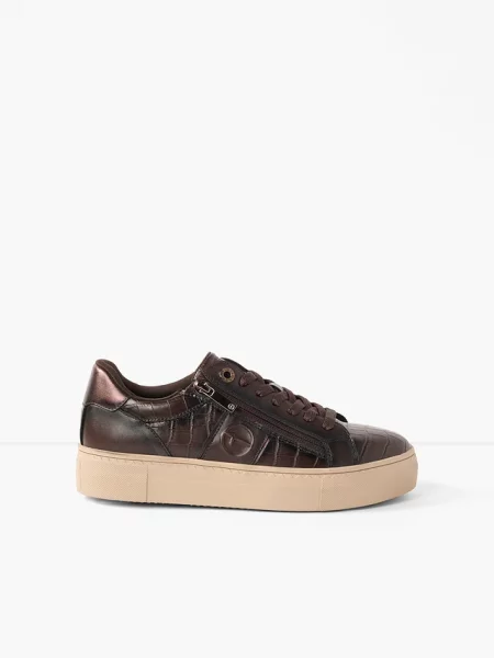 Sneakersy marki Tamaris z zamkiem błyskawicznym brązowe
